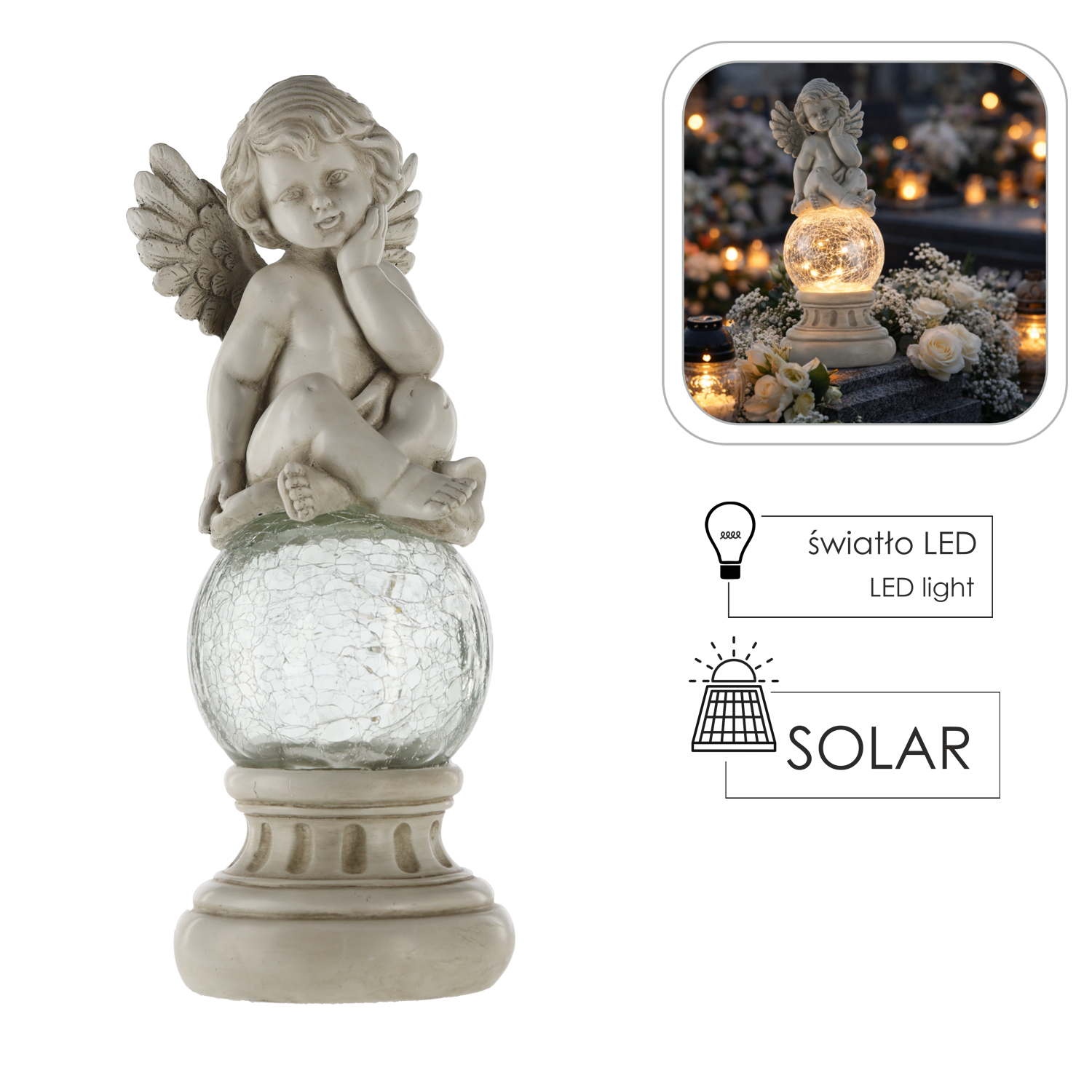 Anjel na guli LED 14x14x37cm 49633 49633 - obrázok 1