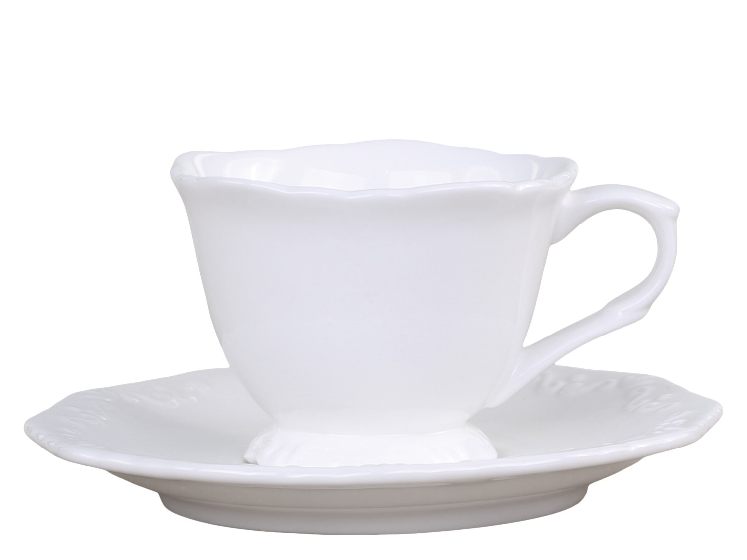 Biela porcelánová šálka s tanierikom a s vintage dekorom 7 cm Chic Antique 38741 - obrázok 1