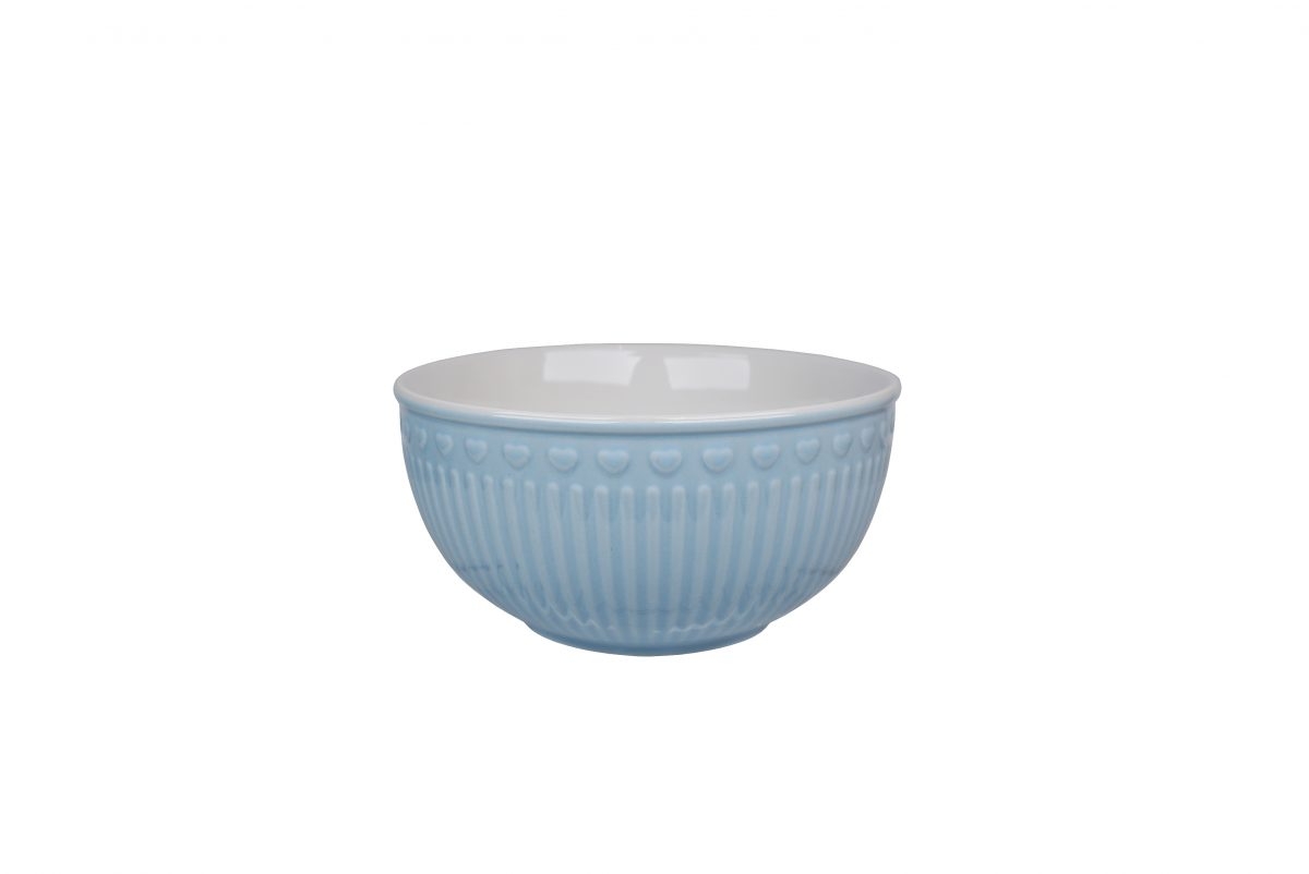 Porcelánová miska v modrej farbe v retro štýle so srdiečkovým motívom a vrúbkami 14 x 7 cm Isabelle Rose 39060 - obrázok 1