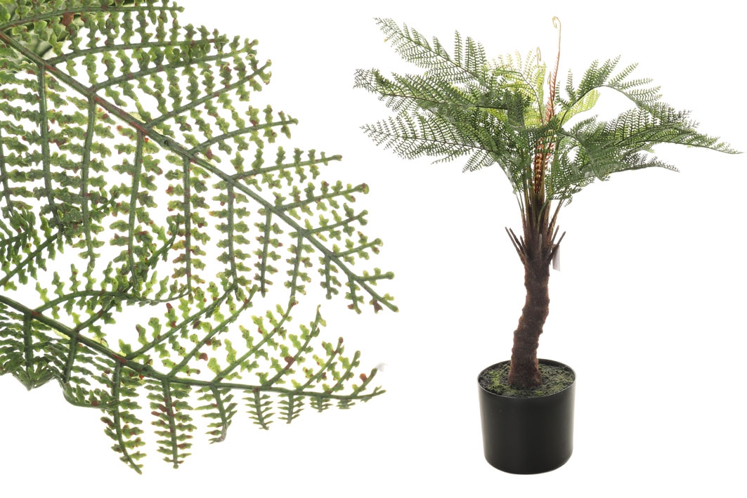 Umelá plastová dekorácia ako zelená papraď v plastovom kvetináči 55 cm 36335 - obrázok 1