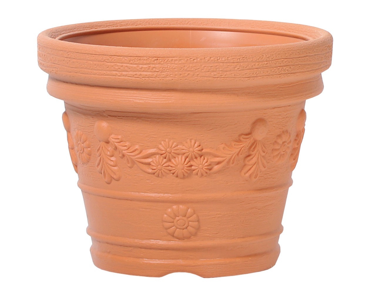 Plastový oválny kvetináč DECORA s jemným vzorom v terakotovej farbe 39 cm 26402 - obrázok 1
