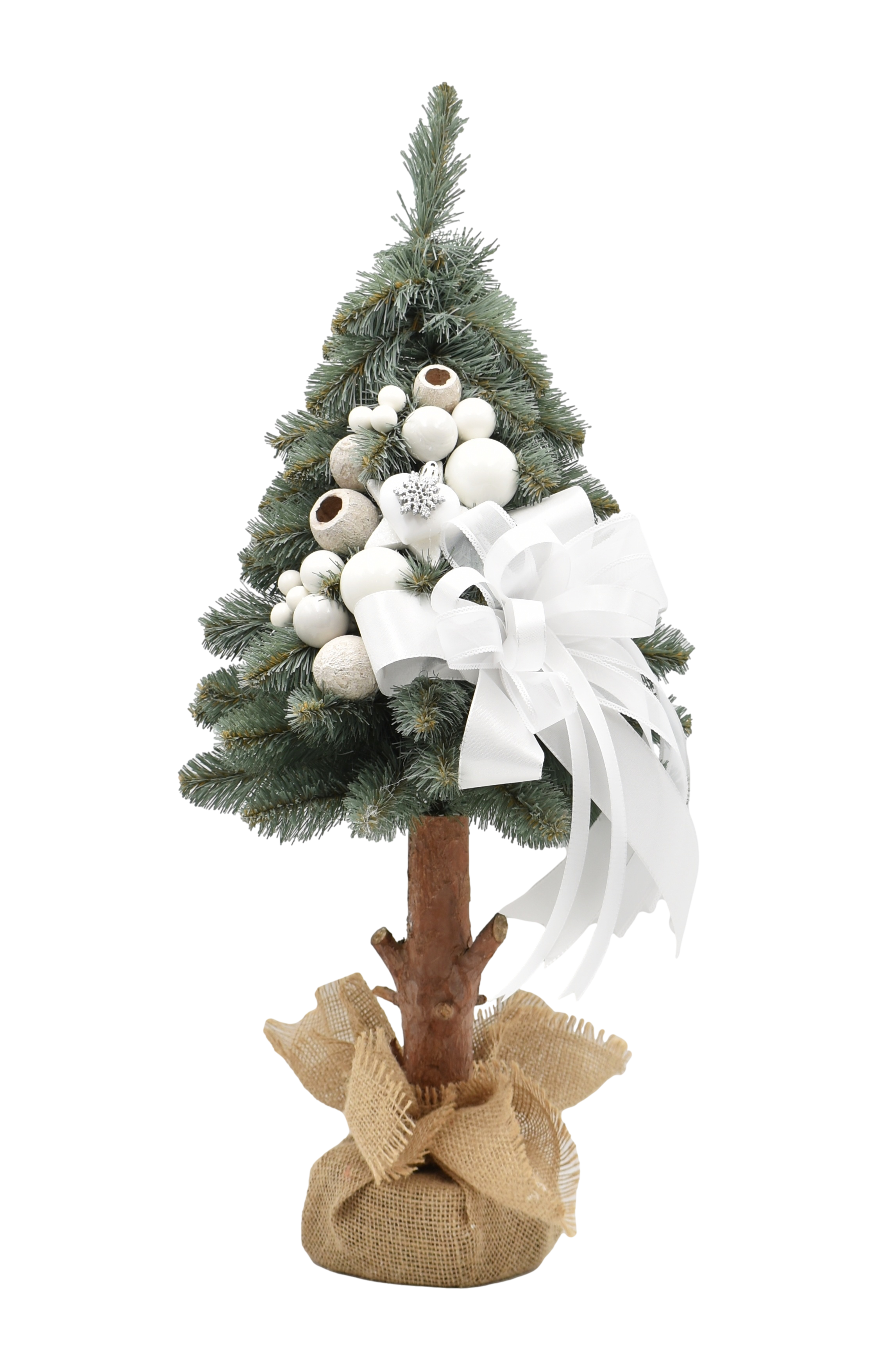 Vianočná dekorácia stromčeka Exclusive na kmienku v bielom farebnom prevedení 65 cm 44531 - obrázok 1
