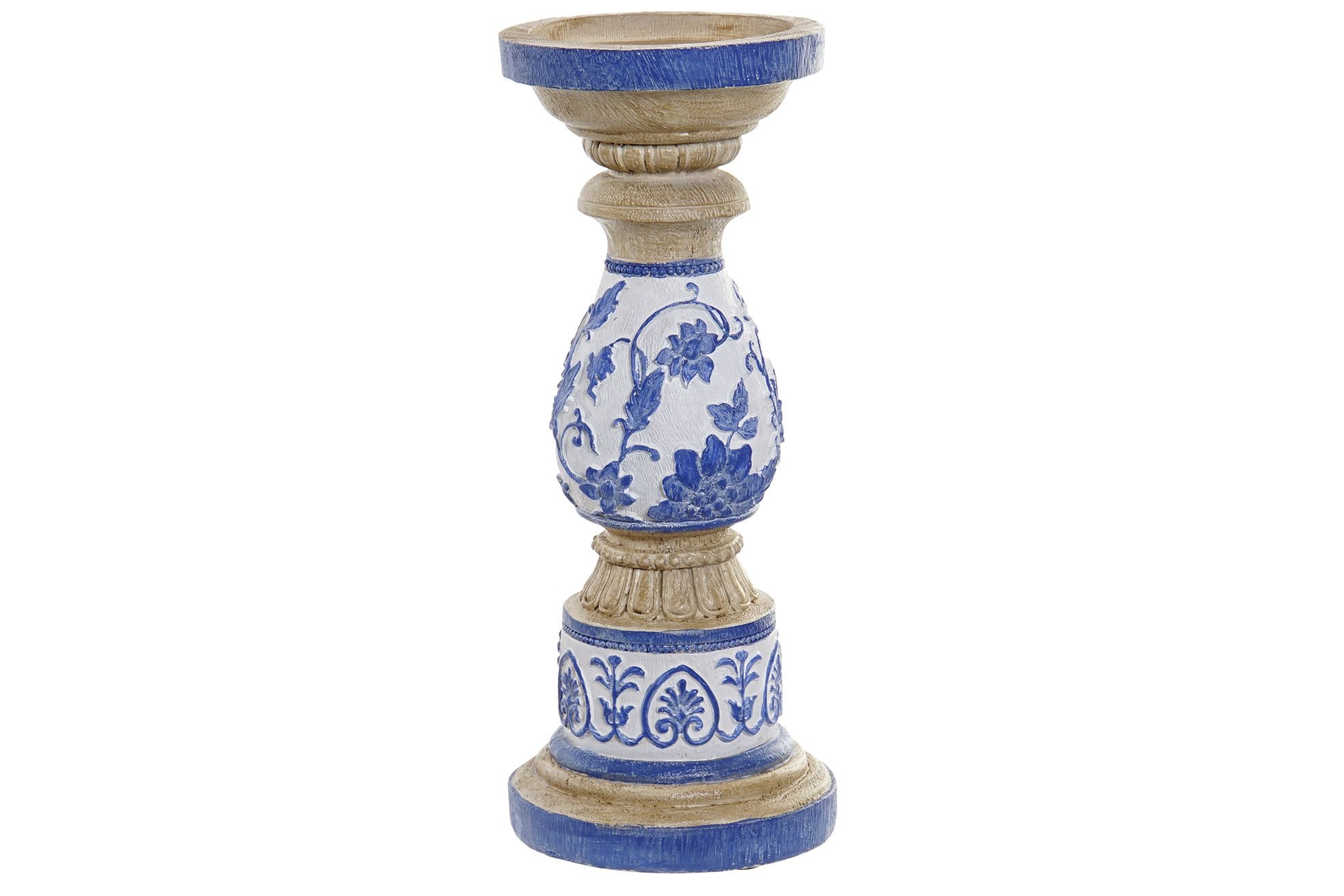 Svietnik z polyresinu s modro bielym vzorom 11,5x11,5x28 cm 32784 - obrázok 1