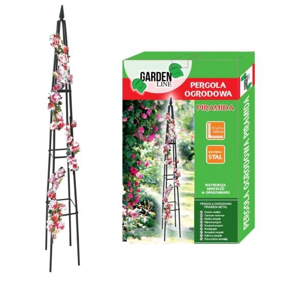 Kovová záhradná čierna pergola v tvare pyramídy na oporu rastlín 31 x 31 x 200 cm 24207 - obrázok 1