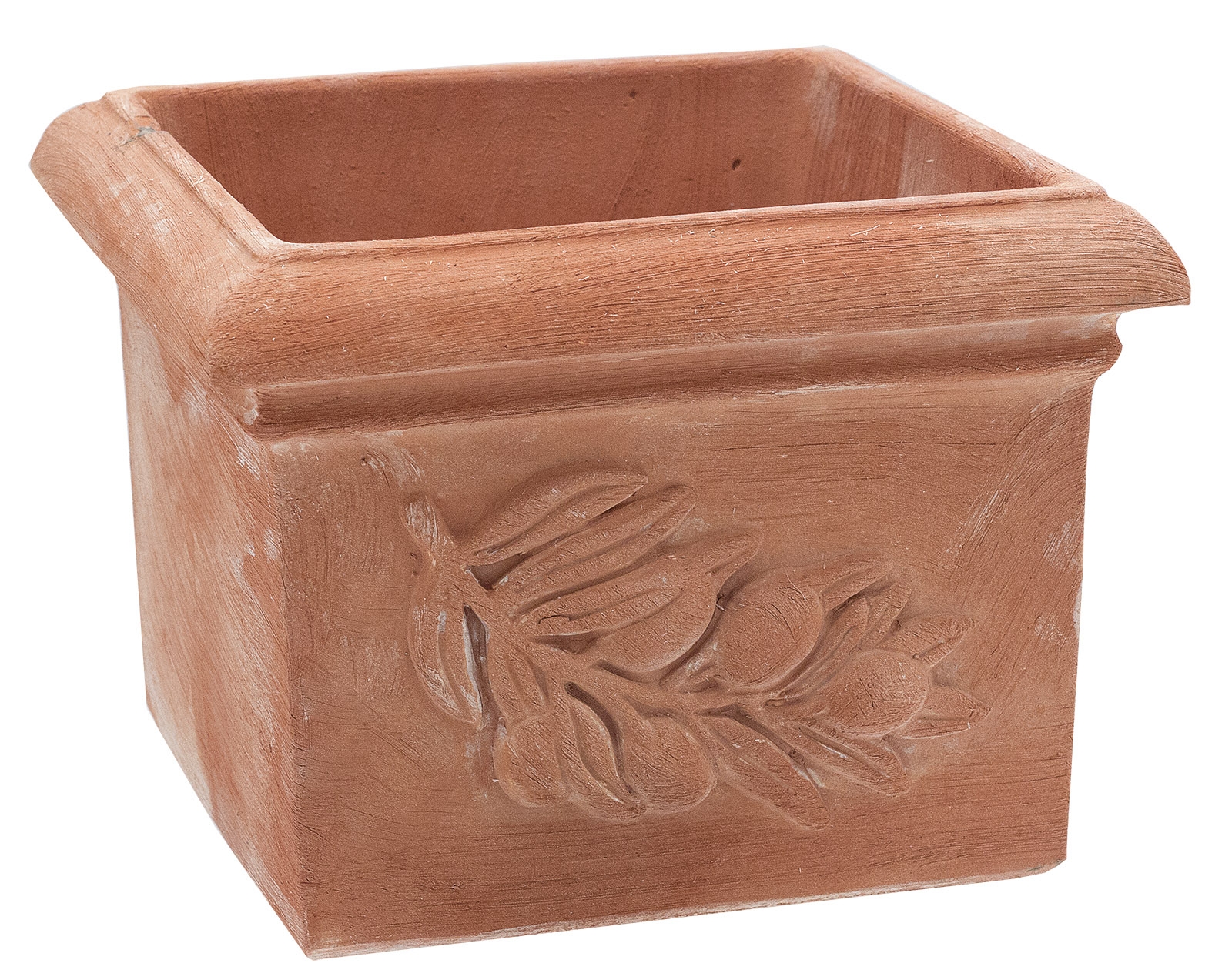Terakotový kvetináč štvorec s dekorom olivovníka 26x19,5 cm 23750 - obrázok 1