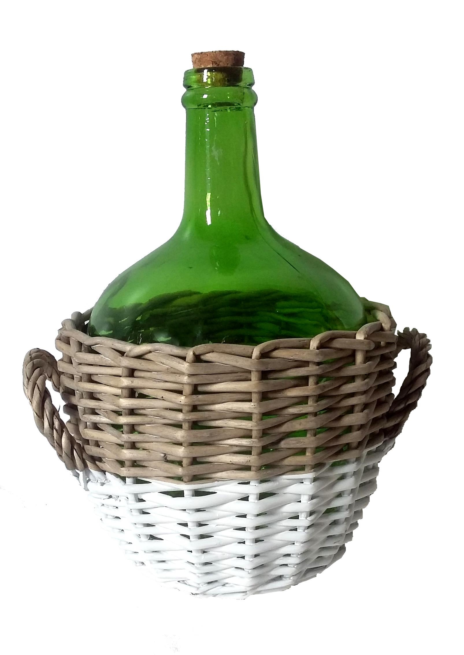 Sklenená fľaša ako demižón 3,3 l v prútenom košíku s rúčkami 24208 - obrázok 1