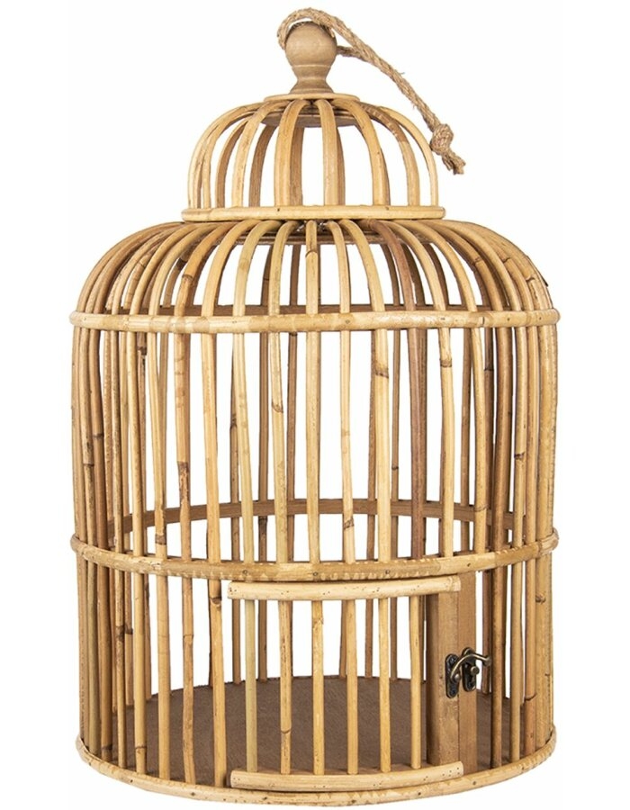Ratanová dekorácia vtáčej klietky v prírodnom farebnom prevedení 32 x 48 cm Clayre & Eef 43879 - obrázok 1