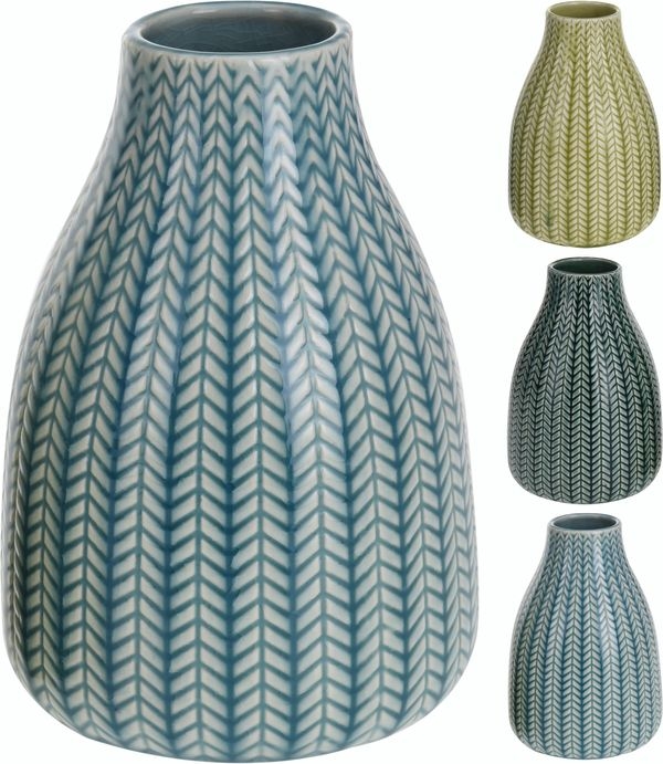 Porcelánová váza so štrikovaným vzorom v troch farebných prevedeniach 24313 - obrázok 1