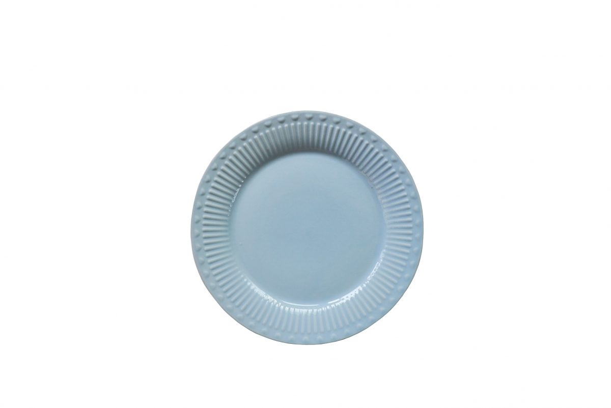 Porcelánový tanier v modrej farbe v retro štýle so srdiečkovým motívom a vrúbkami 19 cm Isabelle Rose 39066 - obrázok 1