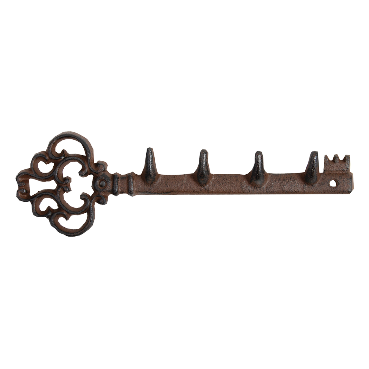 Liatinový kovový vešiak s dekorovanými háčikmi vo vintage štýle v tvare kľúča 29 x 9,5 x 2,5 cm Esschert Design 38571 - obrázok 1