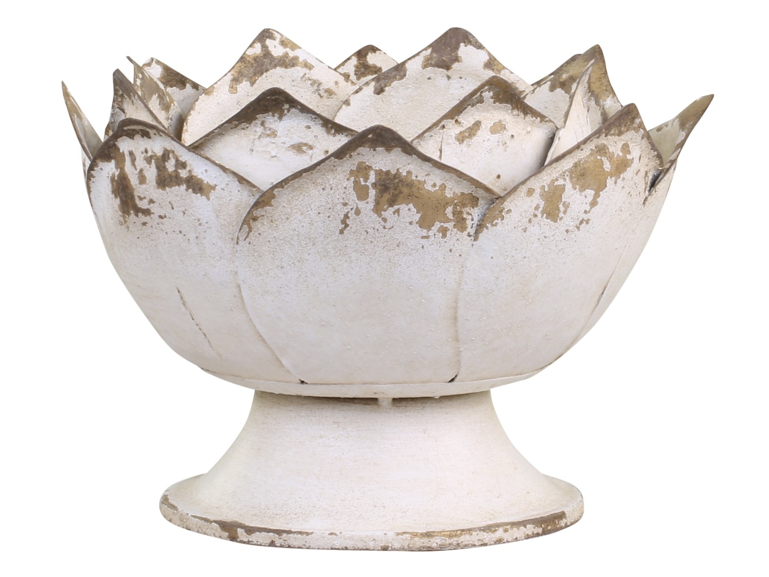 Kovová dekorácia misky v antickej krémovej farbe v ošúchanom vintage štýle 21 x 15 cm Chic Antique 41190 - obrázok 1