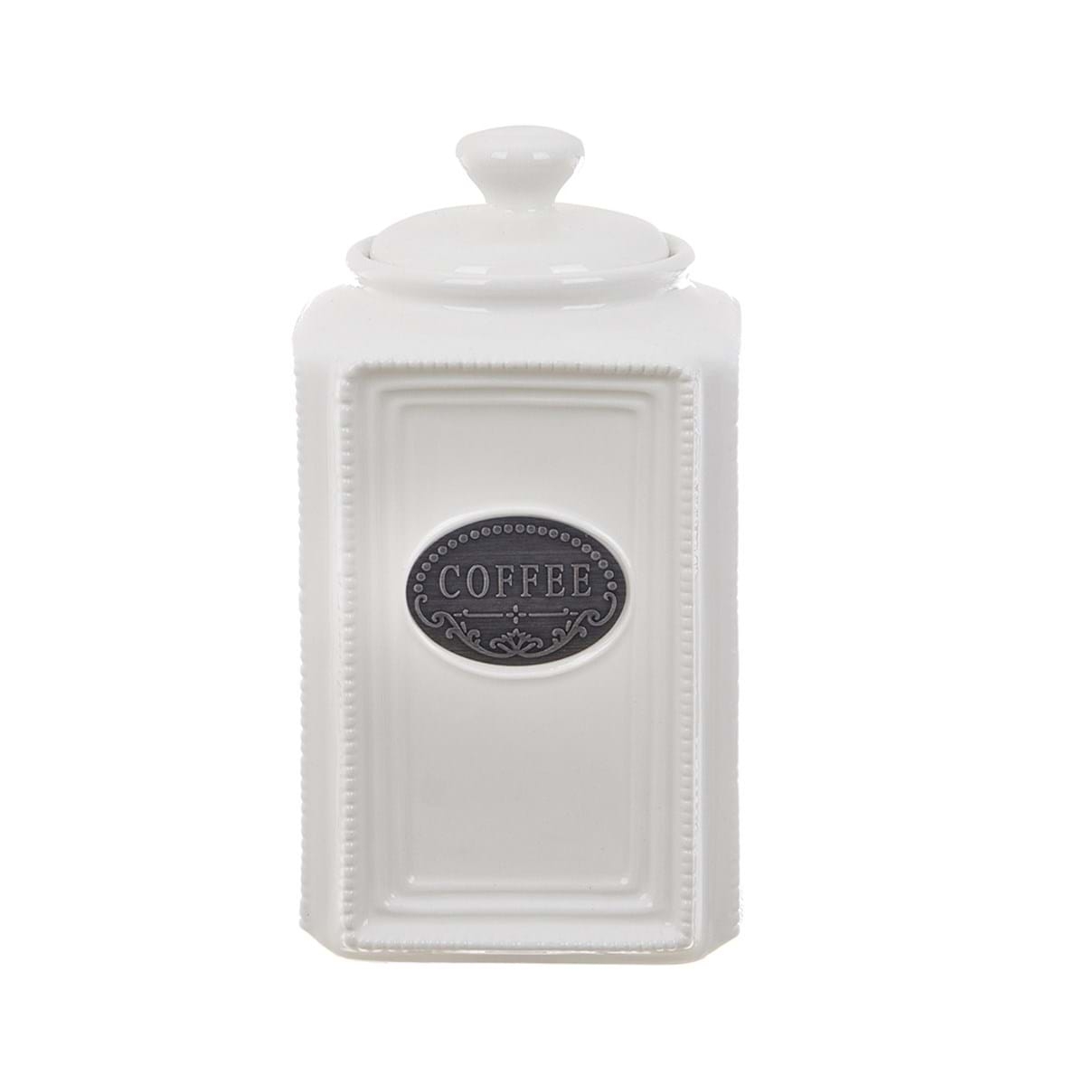 Keramická dóza v bielom farebnom prevedení s dekorom a nápisom Coffee 11 x 11 x 21 cm Blanc Maricló 41813 - obrázok 1