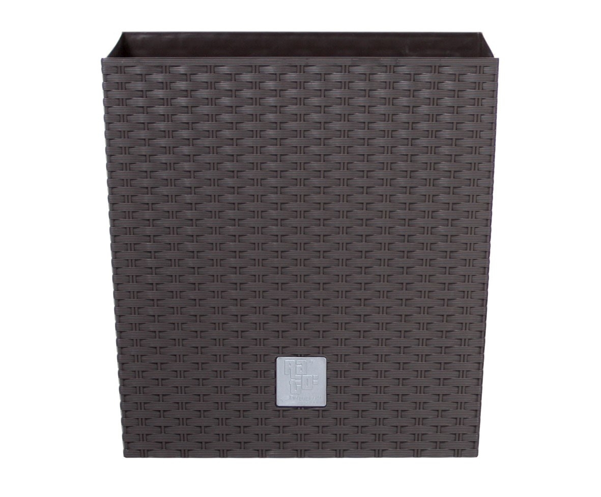 Plastový kvetináč RATO LOW s prepletaným vzorom v hnedej farbe s vkladom 32 x 32 x 32,5 cm 26489 - obrázok 1