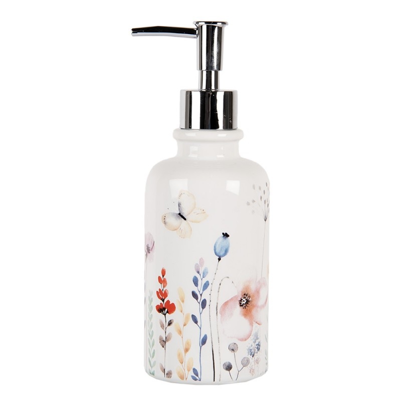Clayre & Eef Dávkovač mydla keramika lúčne kvety 9x20cm/350ml 46084 - obrázok 1