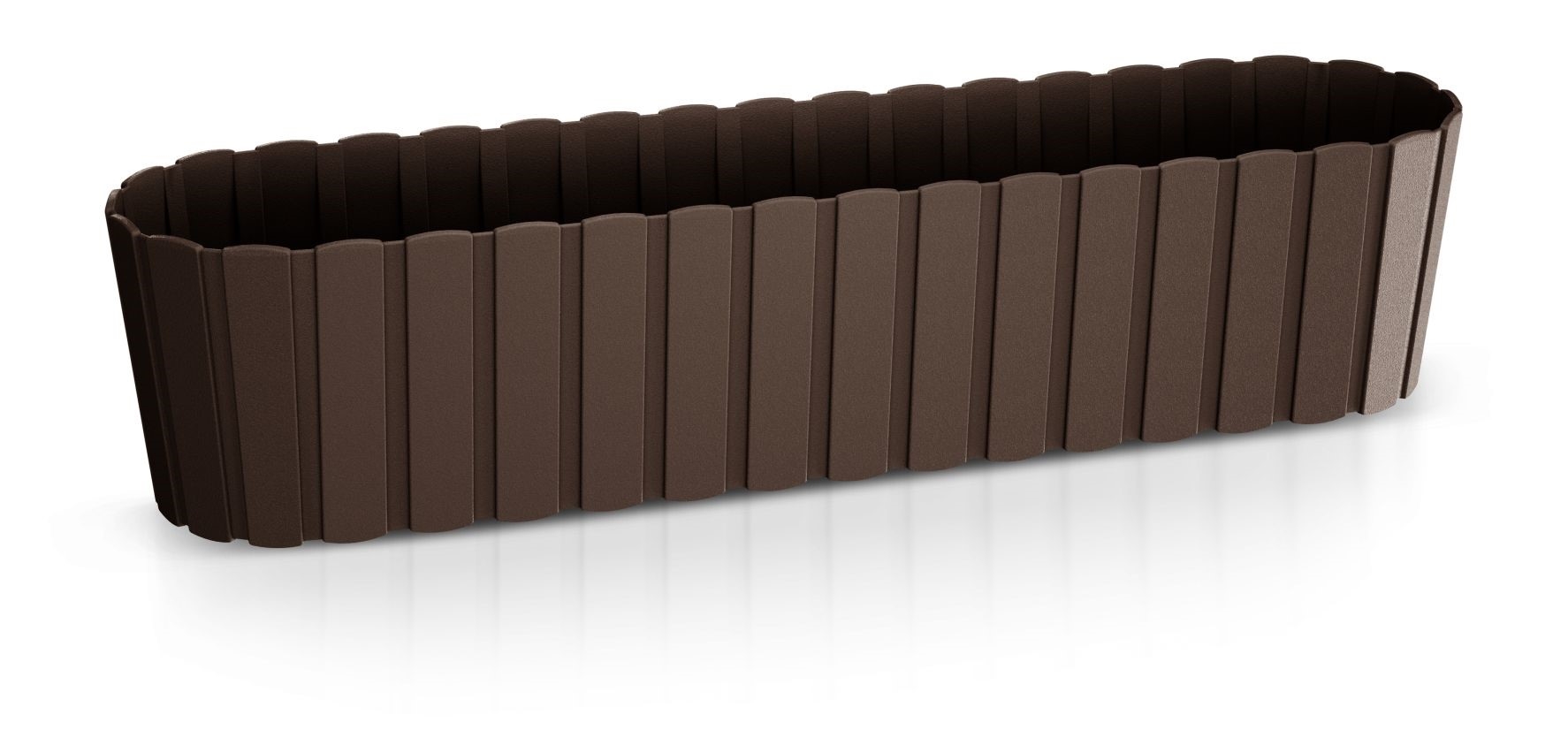 Plastový truhlík BOARDEE Case kvetináč oválny v hnedej farbe so vzorom latiek 58 cm 33019 - obrázok 1