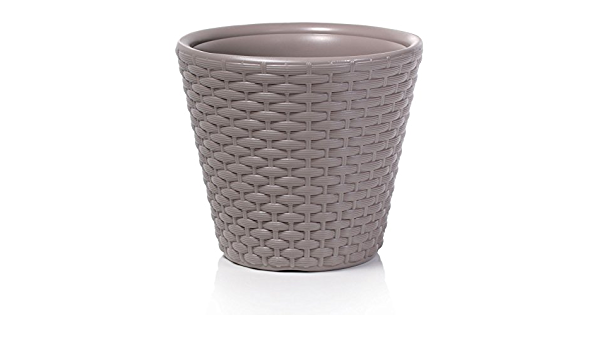 Plastový oválny kvetináč Rato so vzorom pleteného ratanu v mocca farbe 48 cm 26413 - obrázok 1