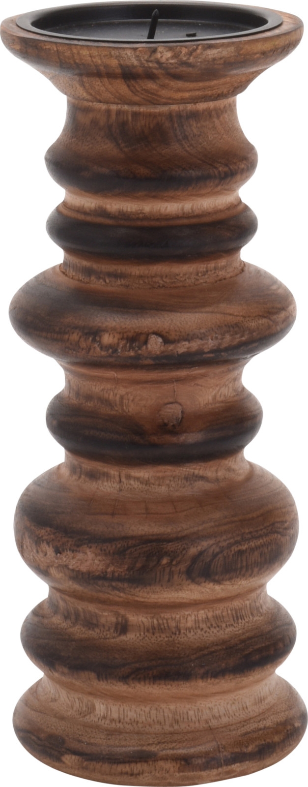 Drevený vintage svietnik na pilárnu sviečku v hnedej farbe 24 cm 38344 - obrázok 1