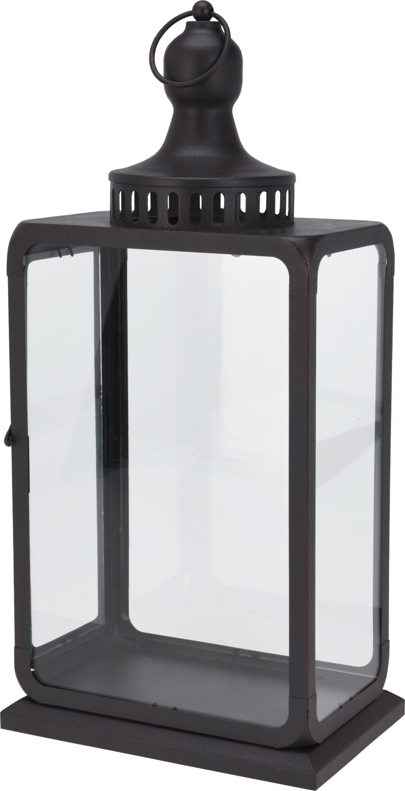 Kovová dekorácia lampáša v čiernom farebnom prevedení so sklenenou výplňou a kovovým úchopom 22 x 46 cm 44626 - obrázok 1