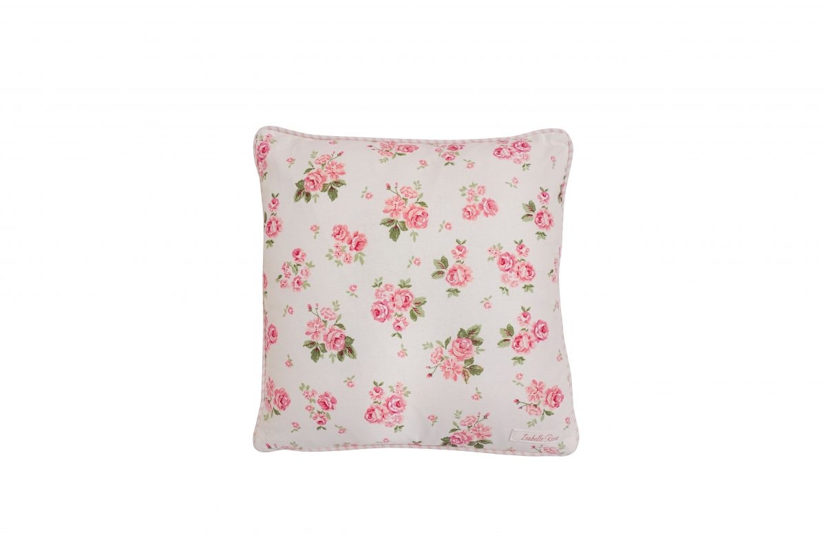 Bavlnený krémový vankúš s výplňou LUCY s dekorom ruží a visačkou v krásnom vintage štýle 40 x 40 cm Isabelle Rose 35916 - obrázok 1