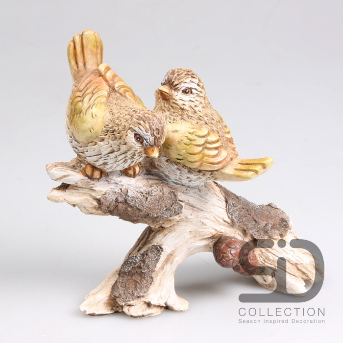 Keramická dekorácia postavičky dvoch vtáčikov v hnedo-bielom farebnom prevedení sediacich na konári 23,5 x 22,2 x 22,2 cm Imhof & Stevens 42241 - obrázok 1