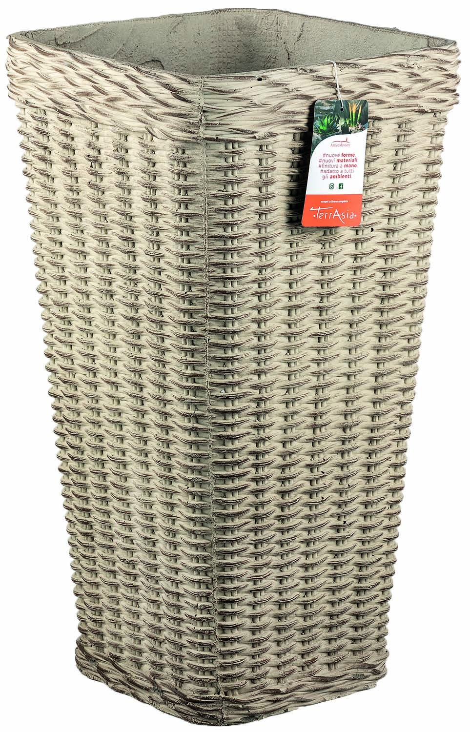 Keramický kvetináč kváder sivý s pleteným vzorom Marrakech 50 x 29 cm 37397 - obrázok 1