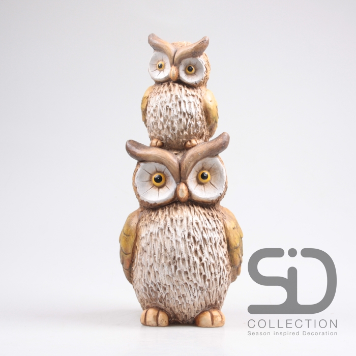 Keramická dekorácia postavičky dvoch sovičiek sediacich na sebe v hnedo-bielom farebnom prevedení 19,5 x 18 x 44 cm Imhof & Stevens 42238 - obrázok 1