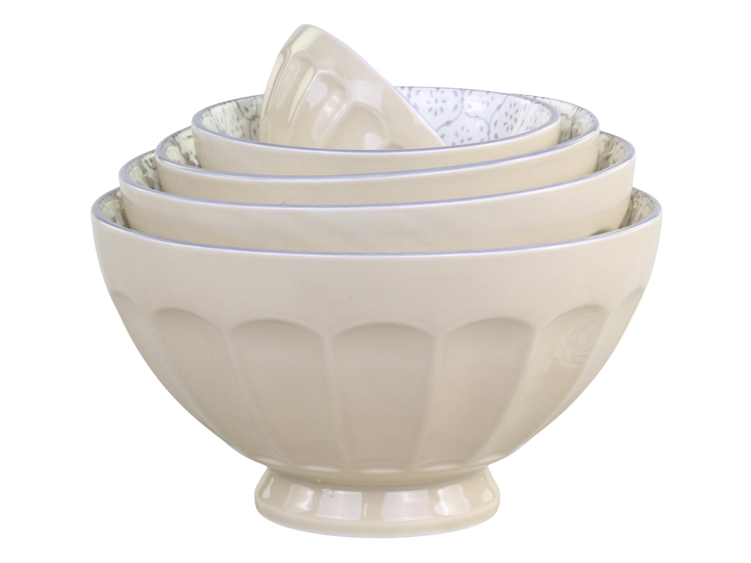 Sada piatich krémových porcelánových misiek s dekorom vo vnútri misky Chic Antique 38132 - obrázok 1