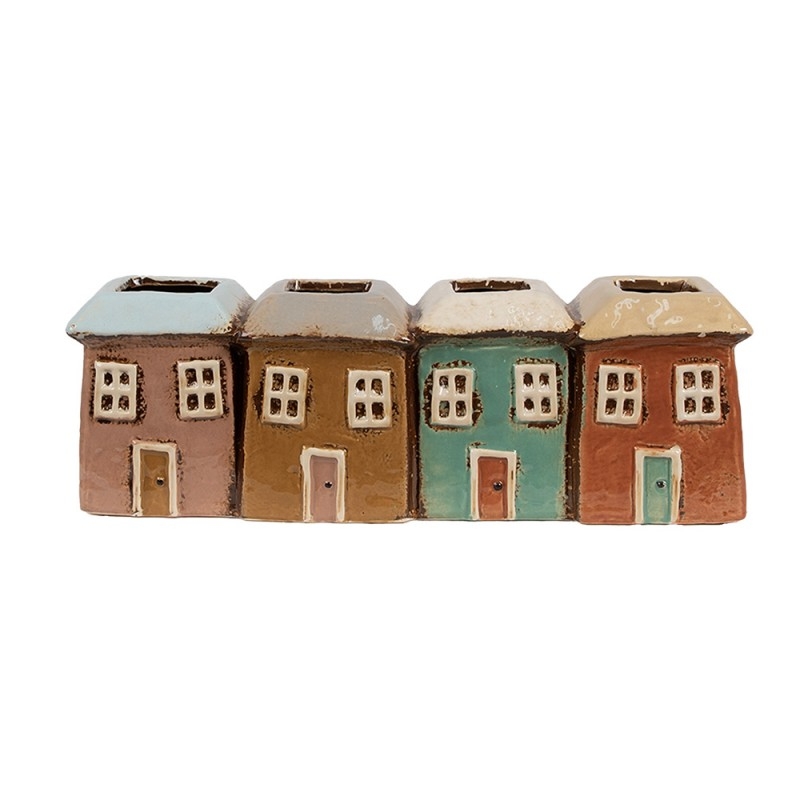 Clayre & Eef Kvetináč keramika domčeky 31x9x11 cm 46452 - obrázok 1