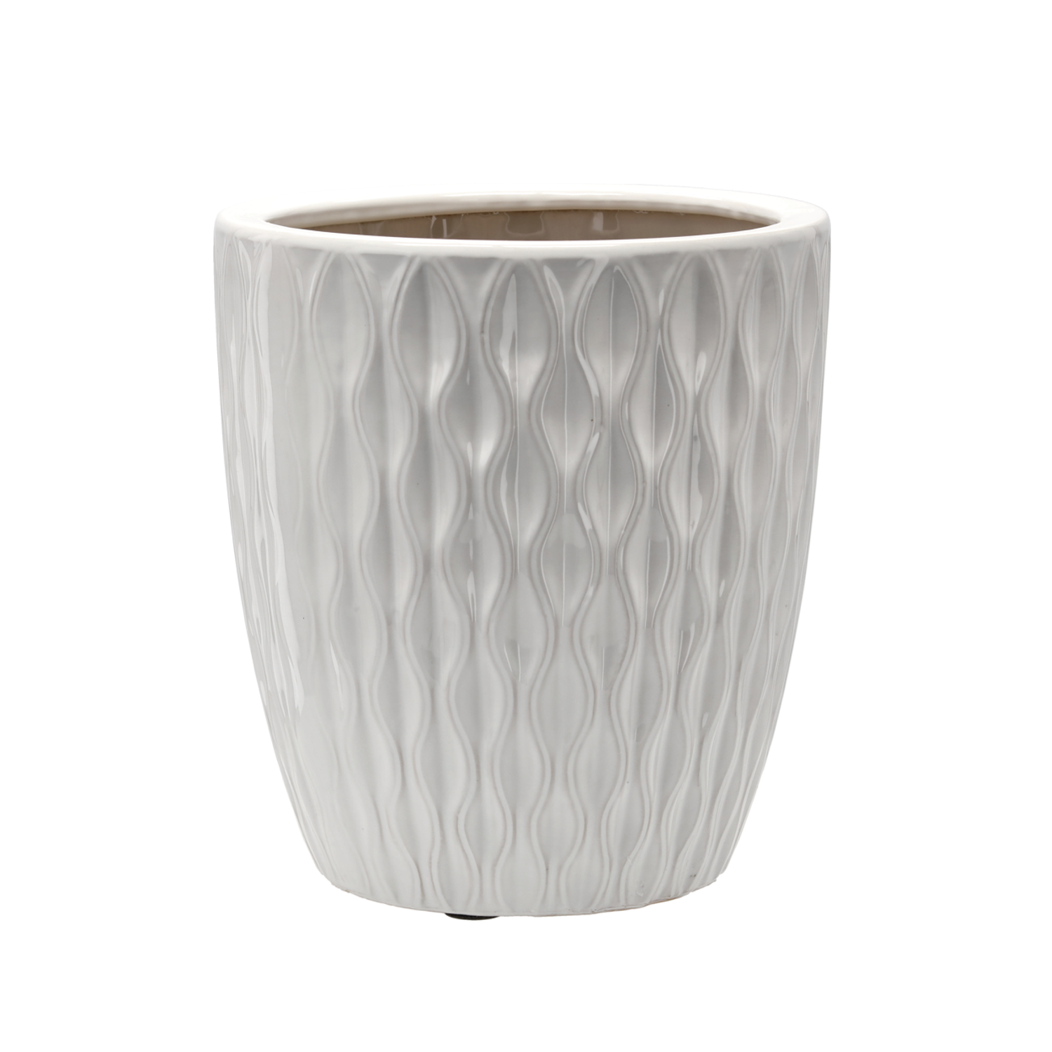 Keramický kvetináč v bielom farebnom prevedení s jednoduchým dekorovaním 32 x 32 x 35,5 cm 44058 - obrázok 1