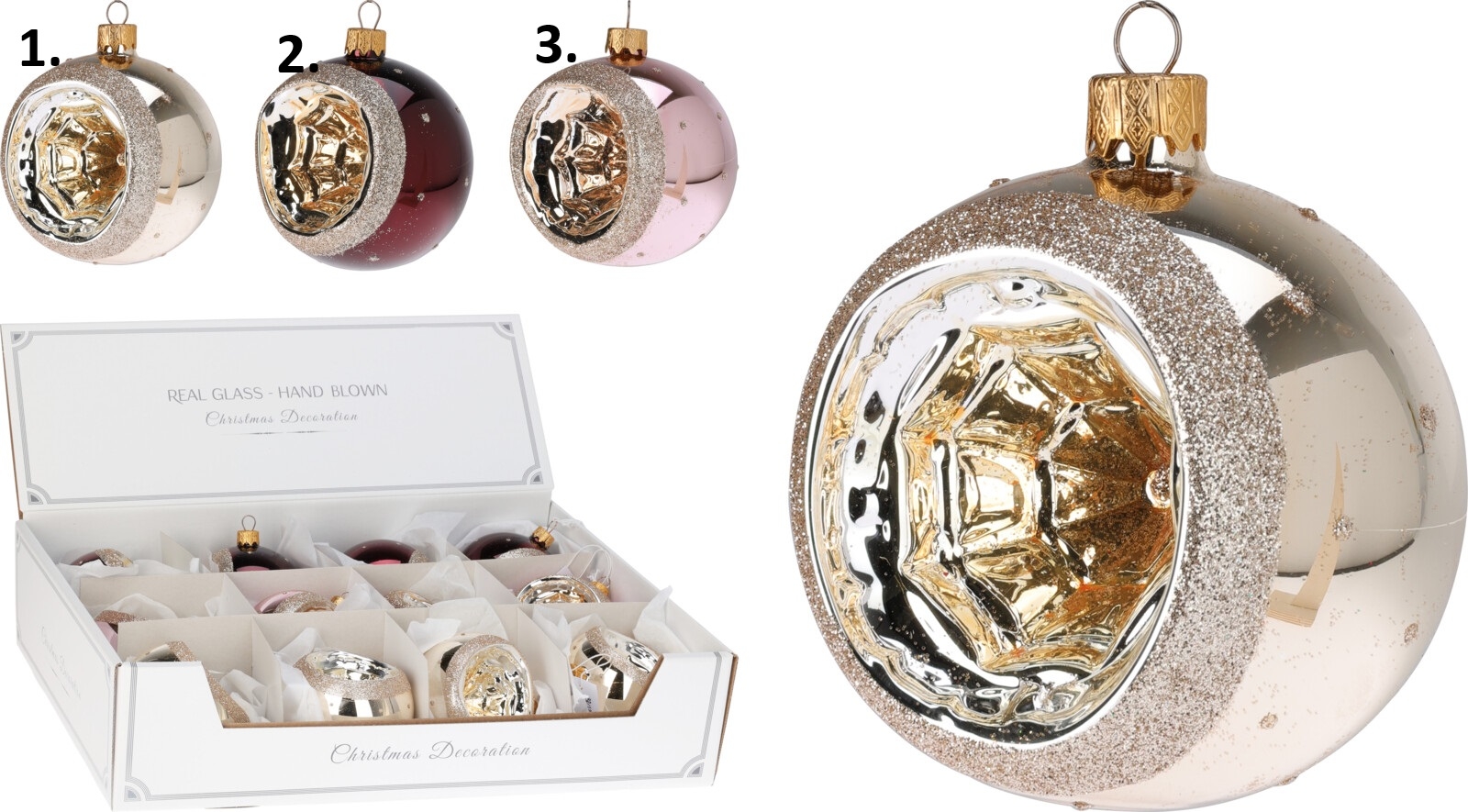 Vianočná závesná dekorácia ozdoby s dekorovaním v troch farebných prevedeniach 6 cm 44668 - obrázok 1