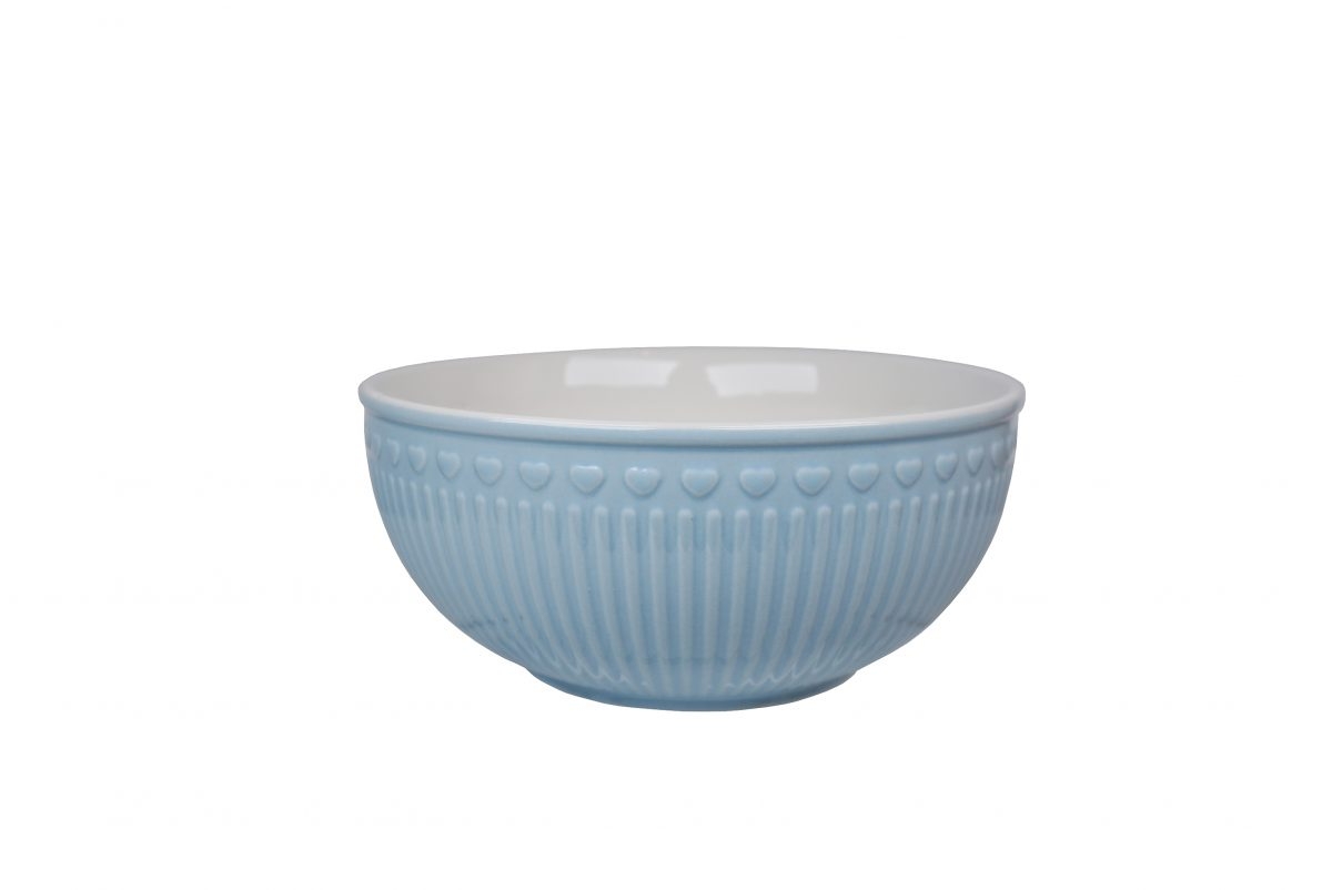 Porcelánová miska v modrej farbe v retro štýle so srdiečkovým motívom a vrúbkami 17 x 7,5 cm Isabelle Rose 39057 - obrázok 1