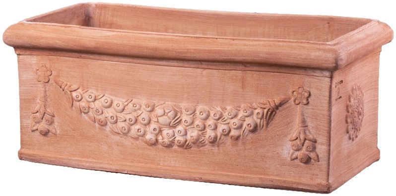 Terakotový kvetináč truhlík s toskánskym dekorom girlandy 100cm 26849 - obrázok 1