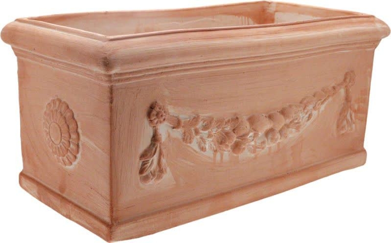 Terakotový kvetináč truhlík s toskánskym dekorom girlandy 50 cm 34947 - obrázok 1