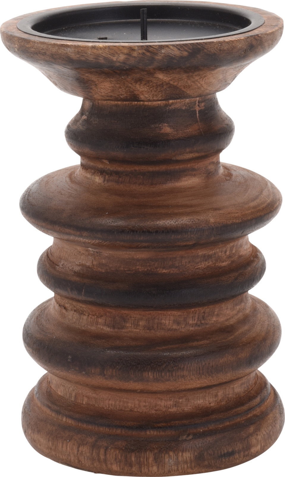 Drevený vintage svietnik na pilárnu sviečku v hnedej farbe 10 x 15 cm 37658 - obrázok 1