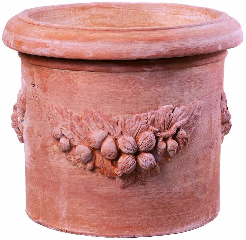 Terakotový kvetináč zdobený venčekom z ovocia 55 cm 34458 - obrázok 1