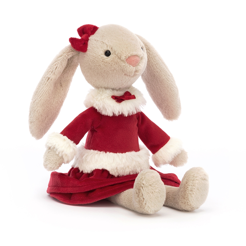 Plyšový svetlohnedý zajačik Lottie Festive vo vianočných šatách Jellycat 27 cm 38539 - obrázok 1