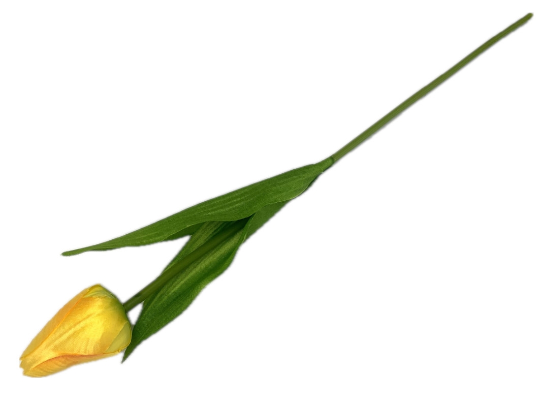 Tulipán žltý umelý s listami 35 cm 45918 - obrázok 1