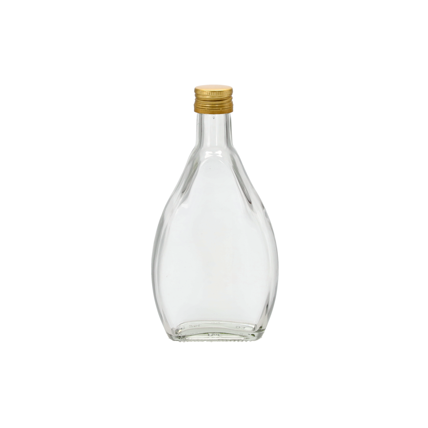 Sklenená transparentná fľaša Nigina so zlatým kovovým uzáverom 250 ml 41555 - obrázok 1