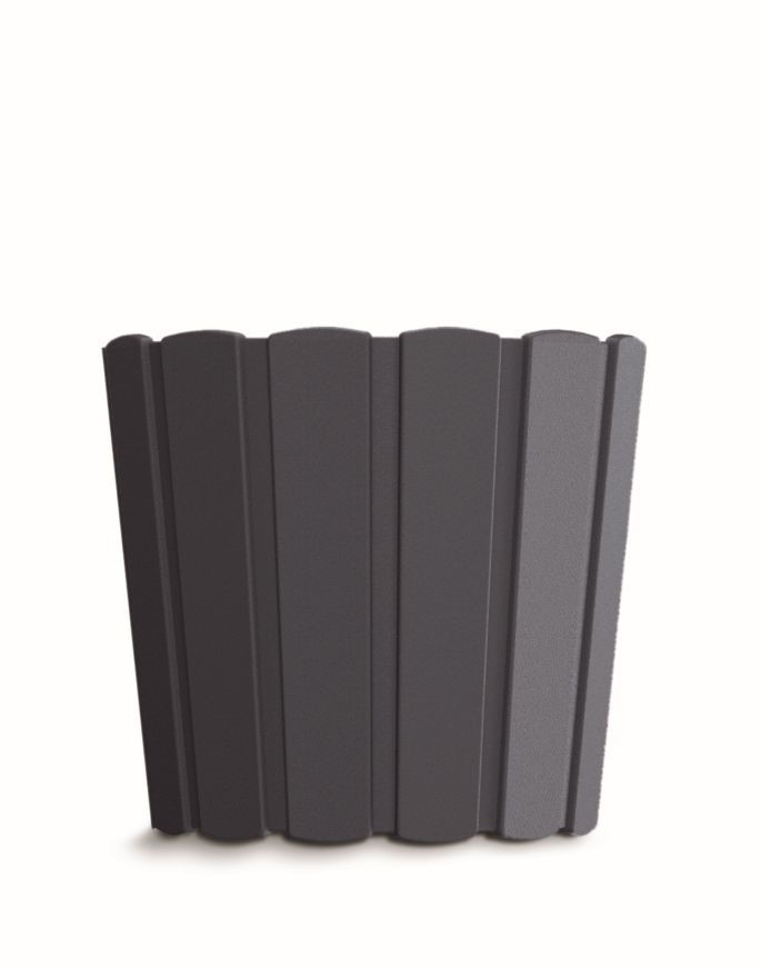 Plastový oválny kvetináč BOARDEE Basic v antracitovej farbe so vzorom latiek 19,9 x 17,9 cm 34702 - obrázok 1