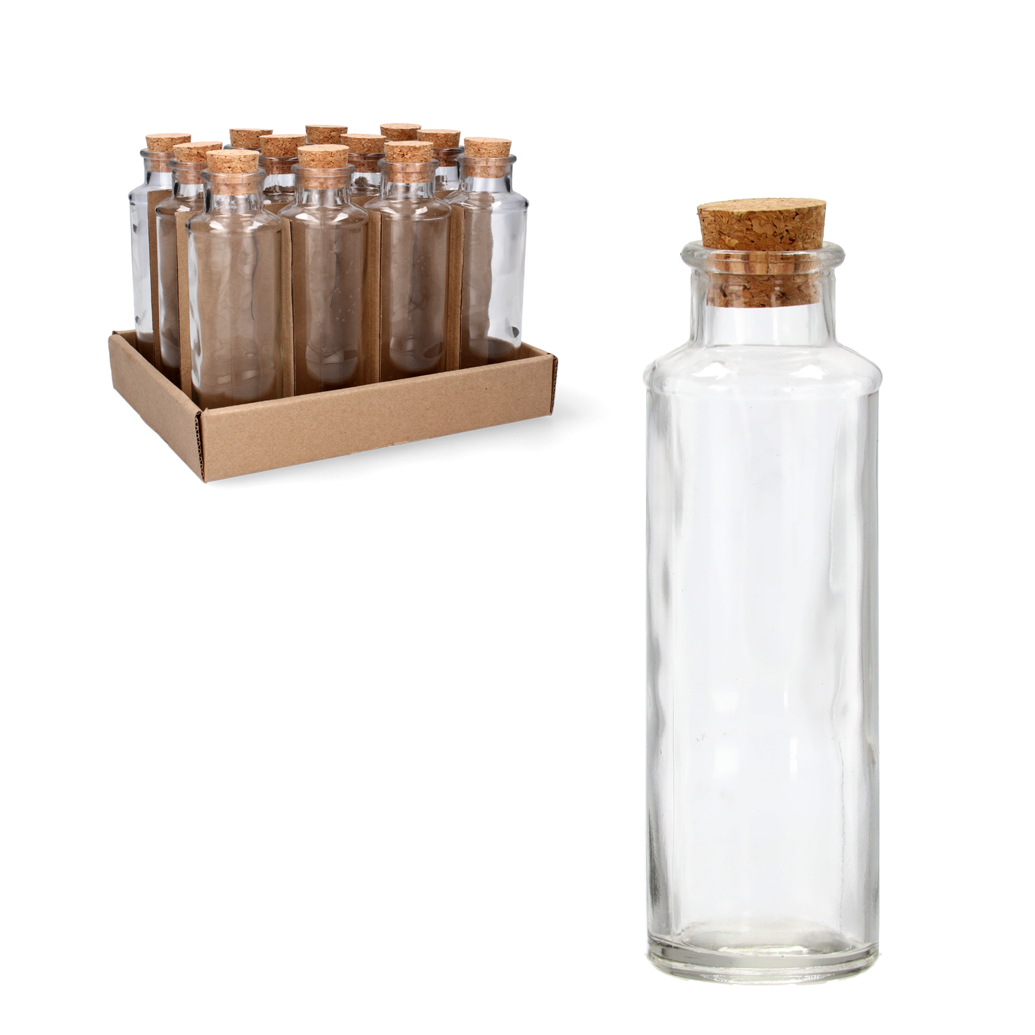 Sklenená transparentná fľaša s korkovým uzáverom 175 ml 45964 - obrázok 1