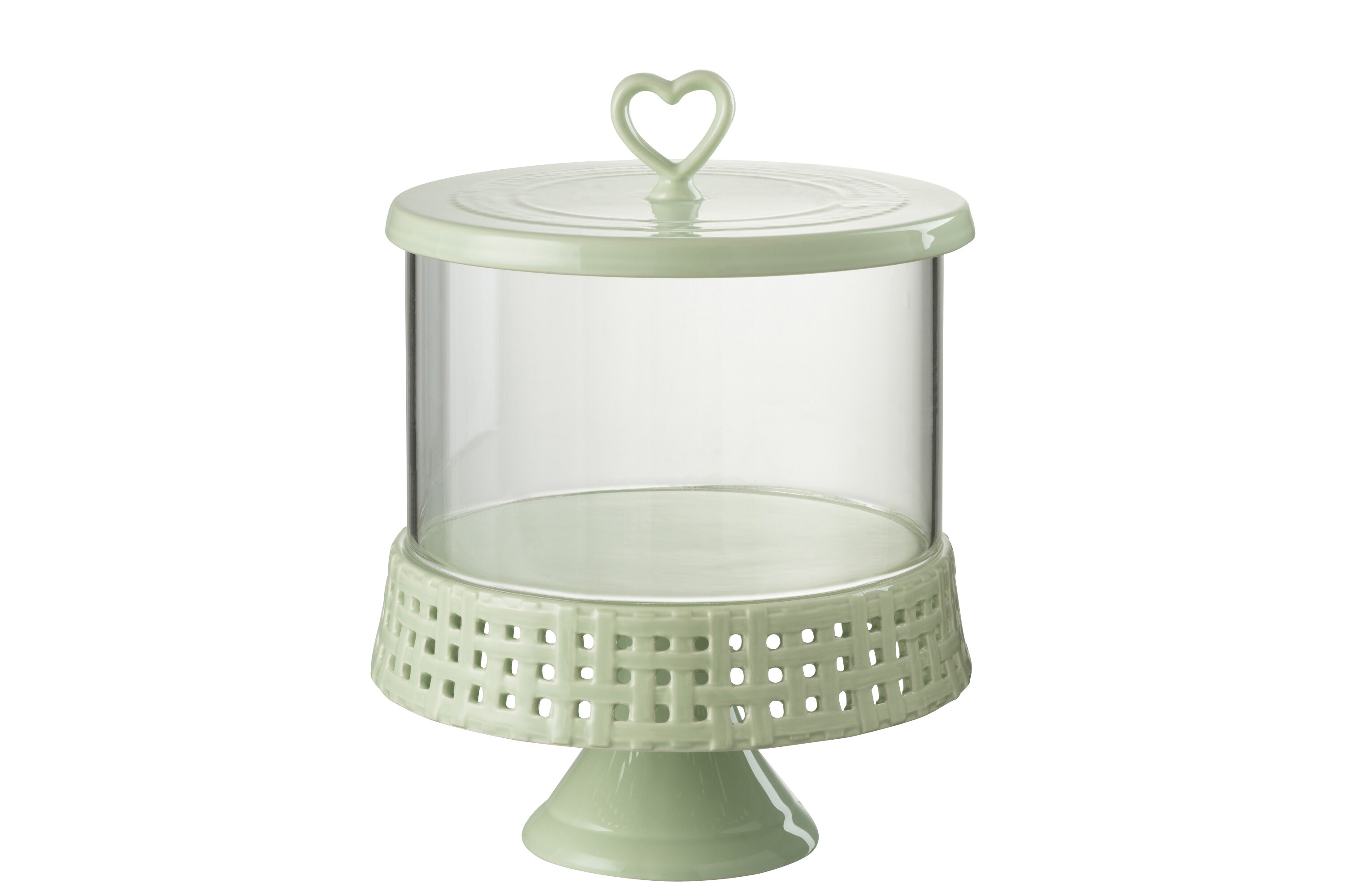 Skleneno-keramická dóza v jemnom zelenom farebnom prevedení s dekorovaním 22 x 22 x 29 cm Jolipa 43780 - obrázok 1