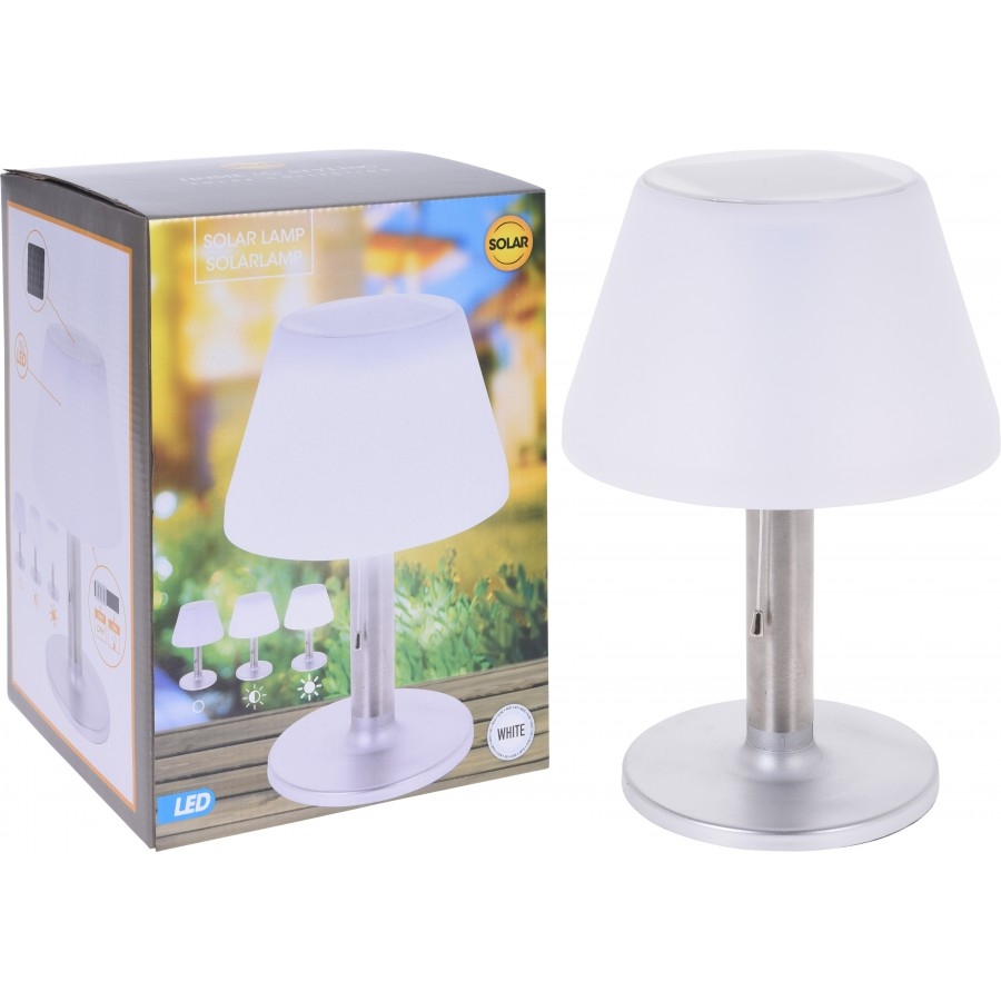 Biela záhradná solárna LED stolová lampa 28 cm 31044 - obrázok 1