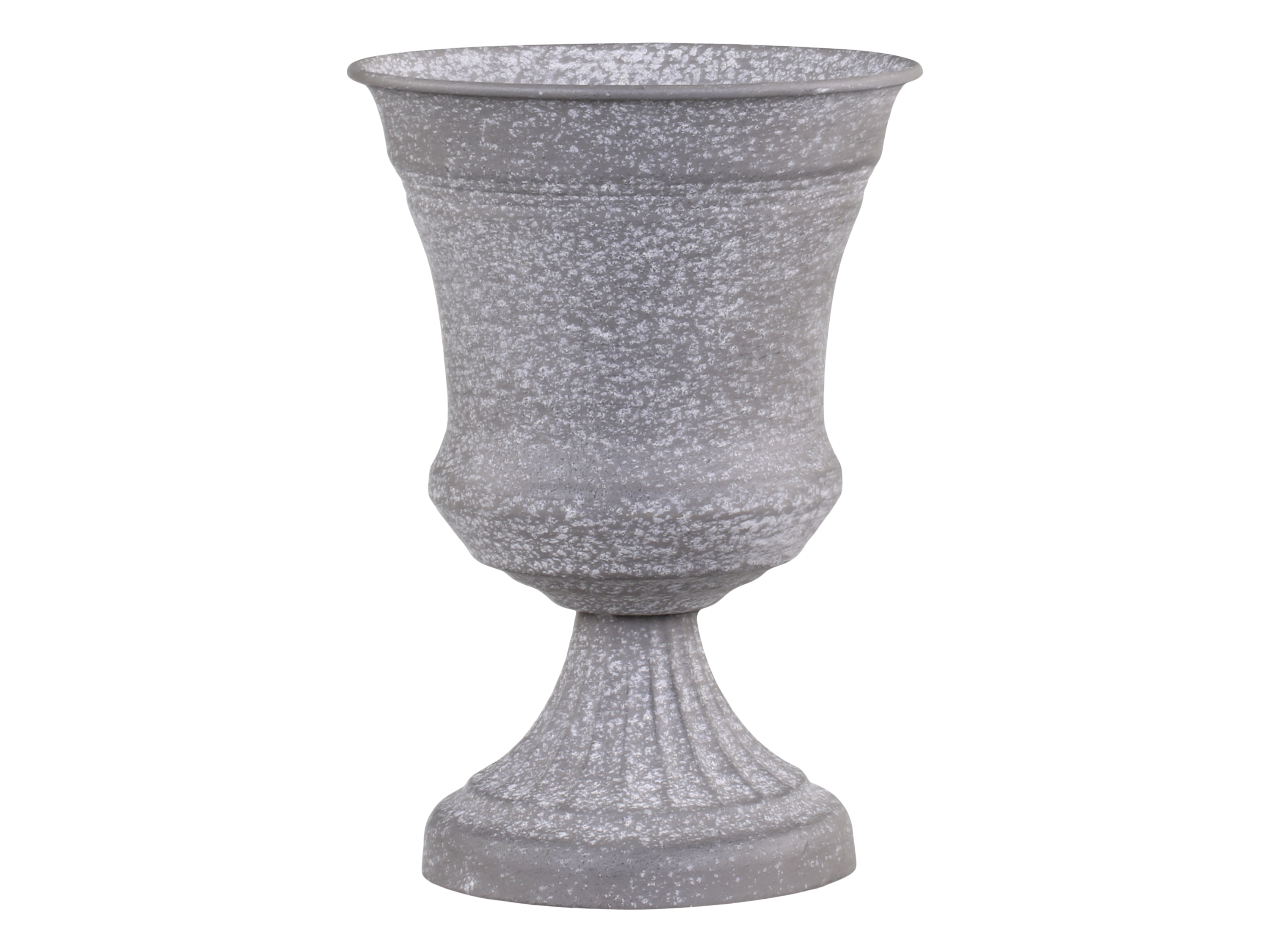 Kovový sivý patinovaný vintage kvetináč na stopke 20 x 14,5 cm Chic Antique 38437 - obrázok 1