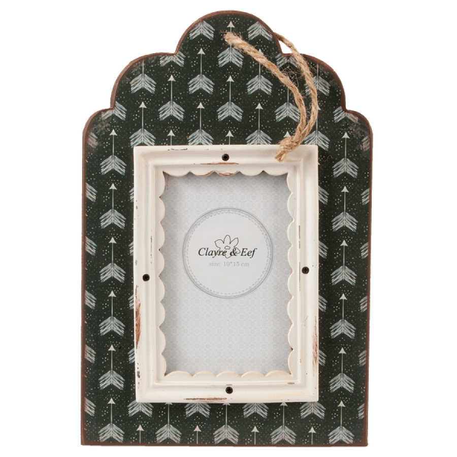 Bielo čierny drevený fotorám vintage Shabby Chic 20x30 cm Clayre-eef 24527 - obrázok 1