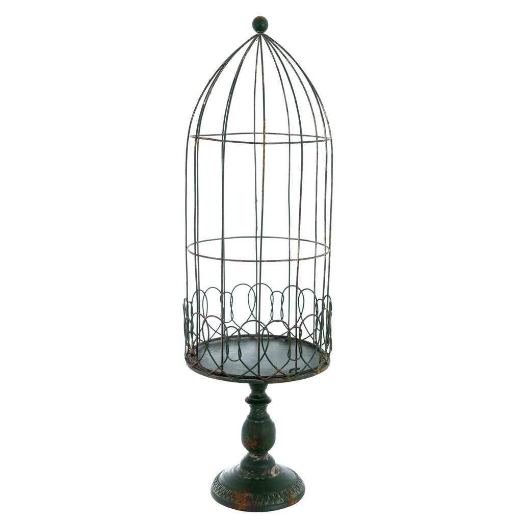 Kovová dekorácia klietky v zelenom farebnom prevedení a ošúchanom vintage štýle 23 x 23 x 76 cm Blanc Maricló 41789 - obrázok 1