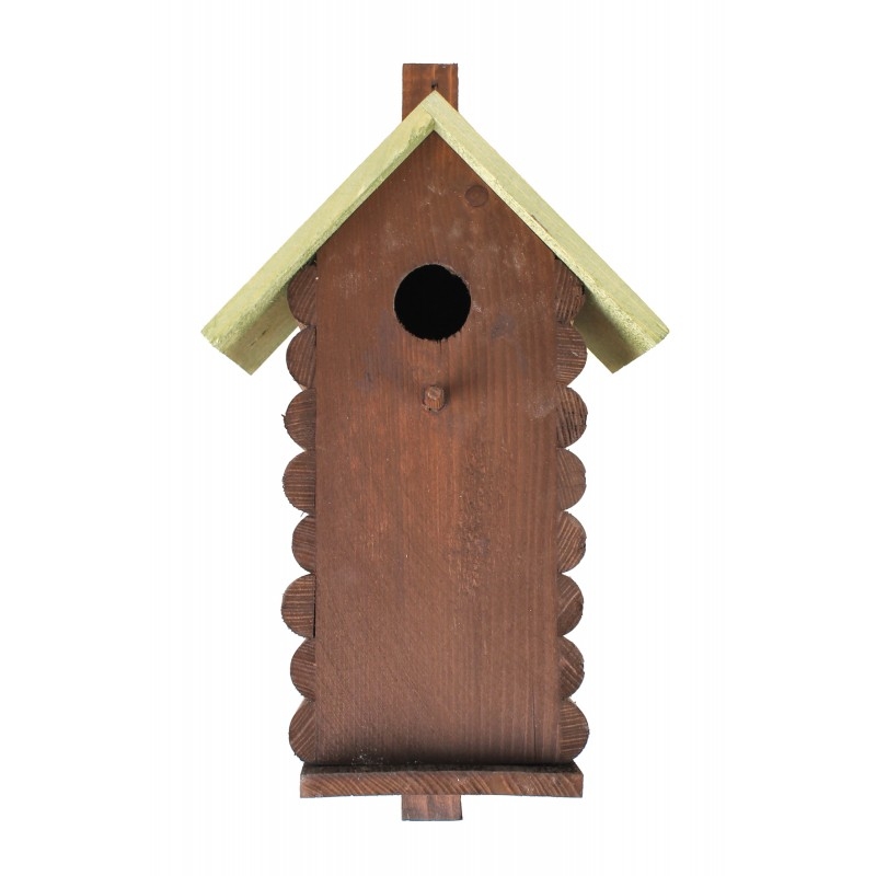 Drevená záhradná dekorácia vtáčej búdky v zeleno-hnedom farebnom prevedení s otvorom 21 x 16 x 31/40 cm 42373 - obrázok 1