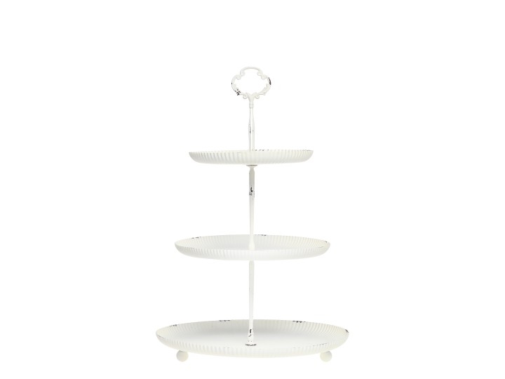 Luxusne vyzerajúci trojposchodový kovový biely stojan ako etažér Chic Antique 36,5 x 24,5 cm 44283 - obrázok 1