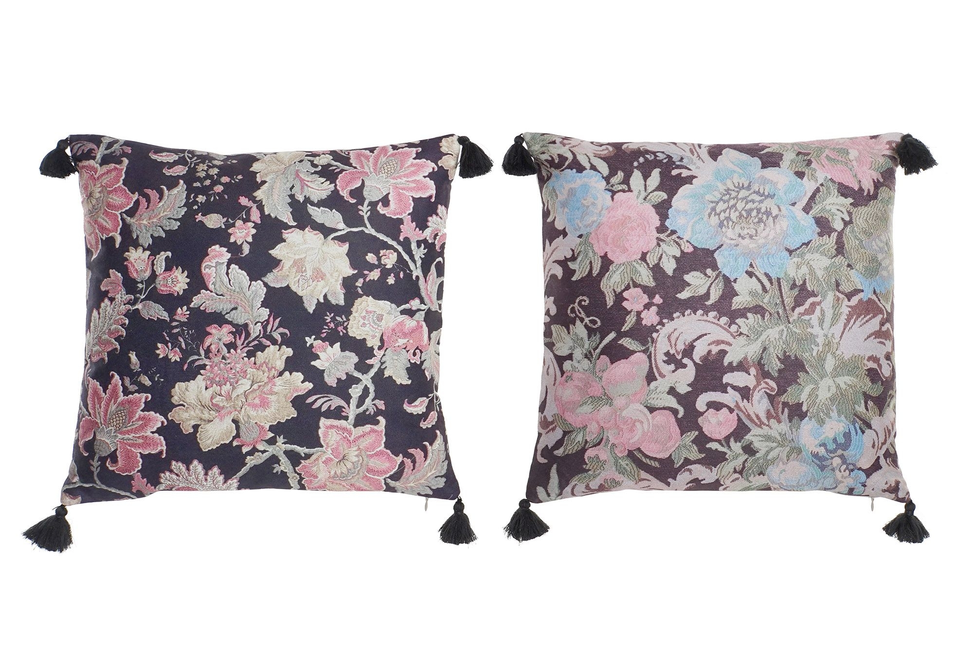 Vankúš s kvetinovým vzorom v rustikálnom vintage štýle so strapcami na rohoch vankúša 45 x 45 cm 35301 - obrázok 1