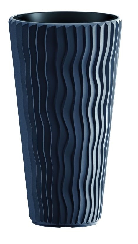 Plastový oválny kvetináč SANDY SLIM s vrúbkovaným vzorom v antracitovej farbe s vkladom 39 x 70,8 cm 27925 - obrázok 1