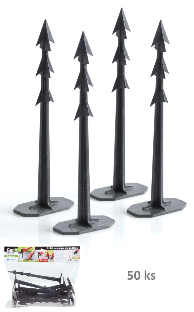 Set 50 ks plastových čiernych upevňovacích kolíkov do textílie Harpoon peg 6,7 x 3,8 x 20,9 cm 41517 - obrázok 1